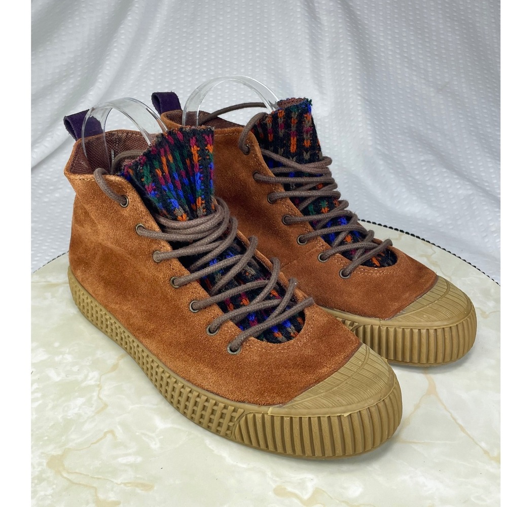 Suede High Top Sneakers Womens Sz 7.5 Brown Southwestern Gorpcore Gum Sole Shoes
